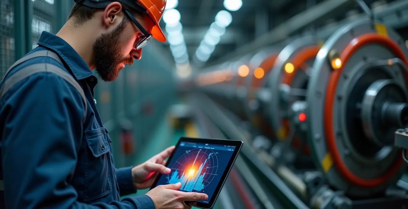 Vue d'ensemble d'une ligne de production avec monitoring vibratoire en temps réel