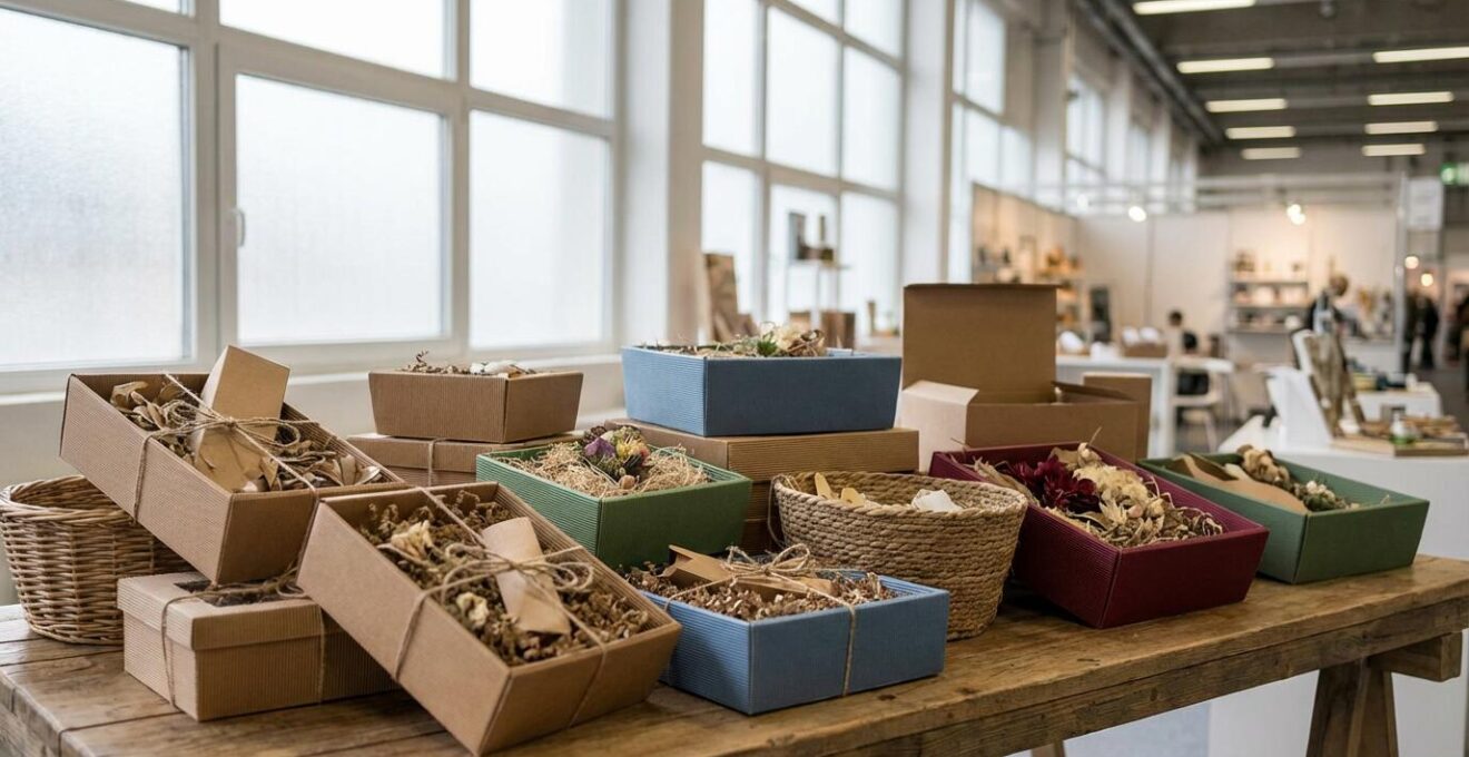 Corbeilles carton de différentes dimensions exposées pour professionnels alimentaires