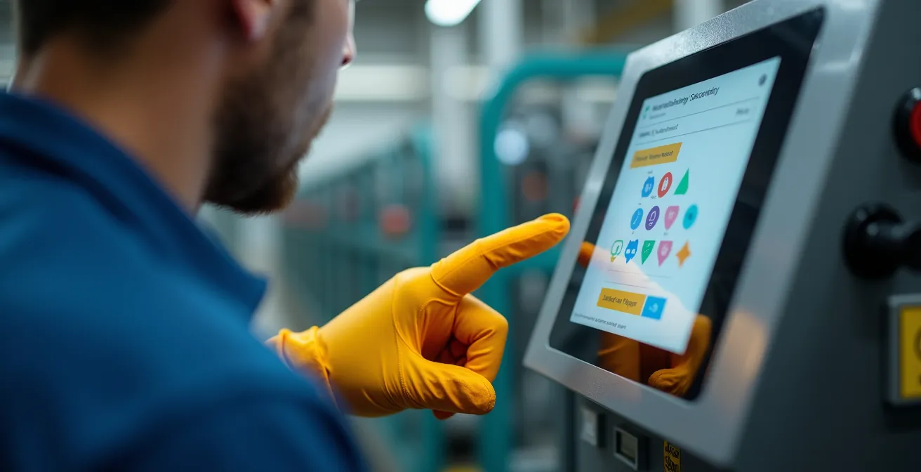 Opérateur industriel utilisant une interface tactile simplifiée pour le reporting