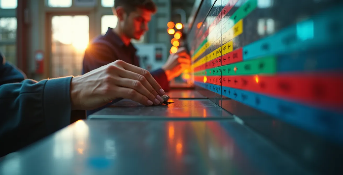 Système de marquage visuel coloré des positions standards sur équipement industriel